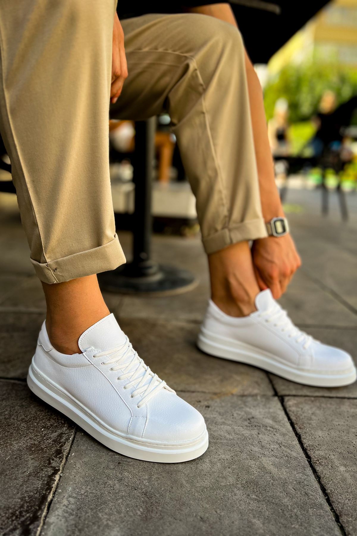MN979 - Santoni CRT Spor Erkek Ayakkabı BEYAZ