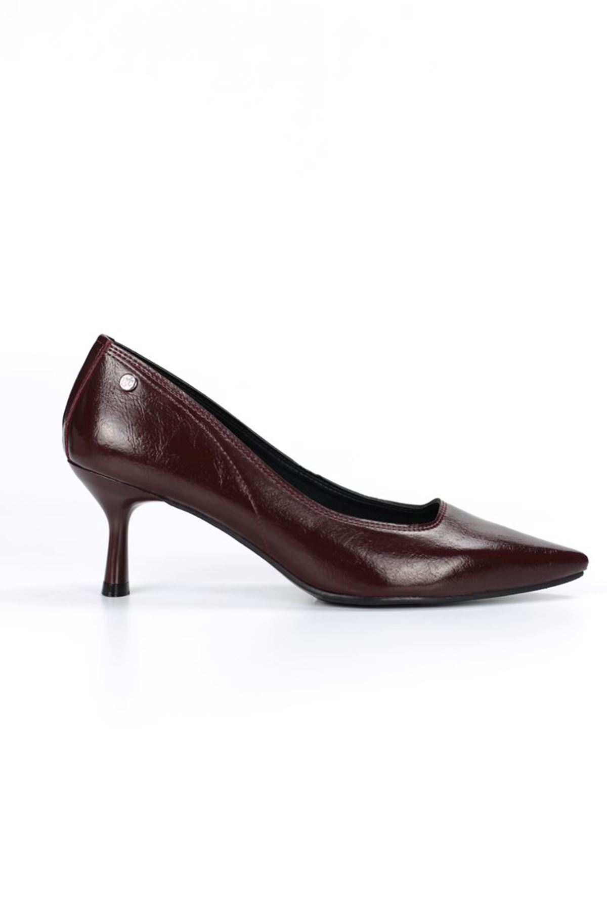 Fiore Ayakkabı Zelia Esnek Yumuşak Kaymaz Taban (4 cm) Bordo Rugan Kadın Topuklu Ayakkabı