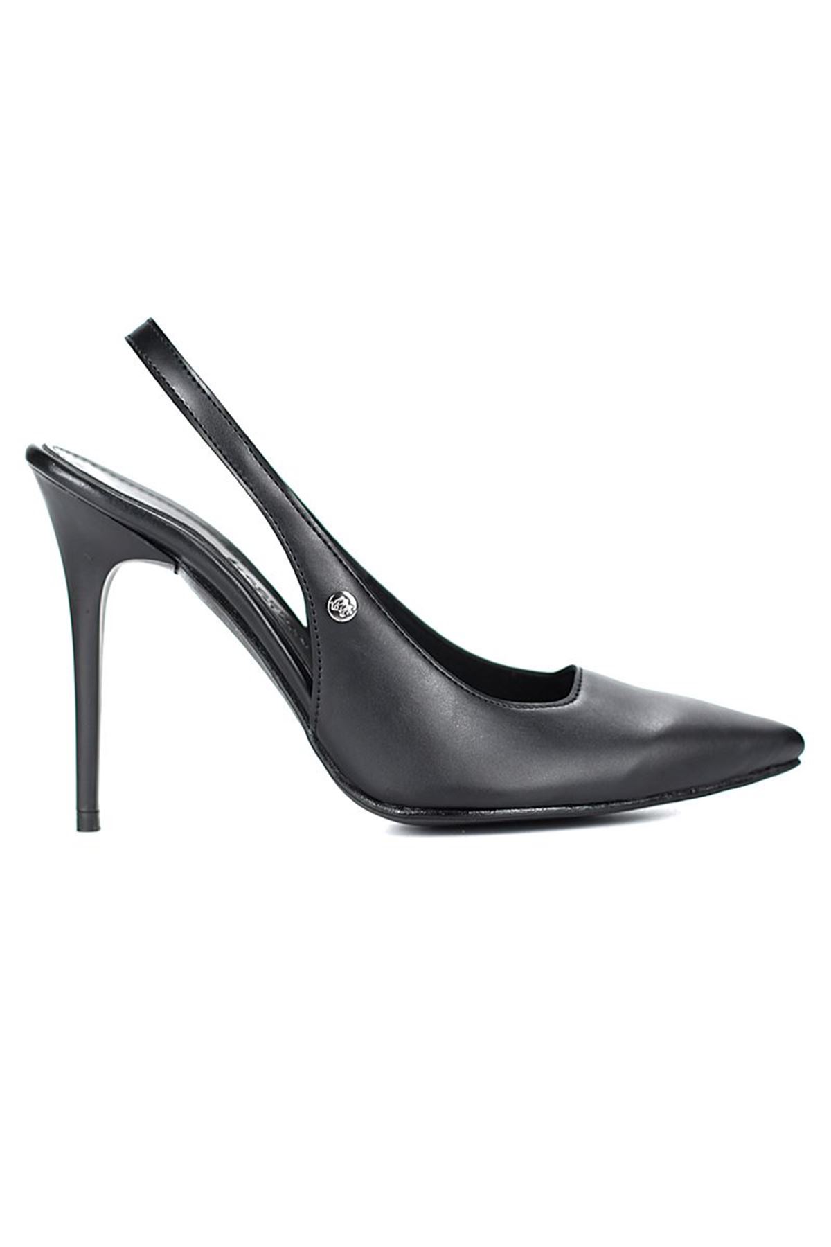Fiore Ayakkabı Zerina Siyah Cilt Esnek Yumuşak Kaymaz Taban İnce Topuklu (11cm) Kadın Stiletto