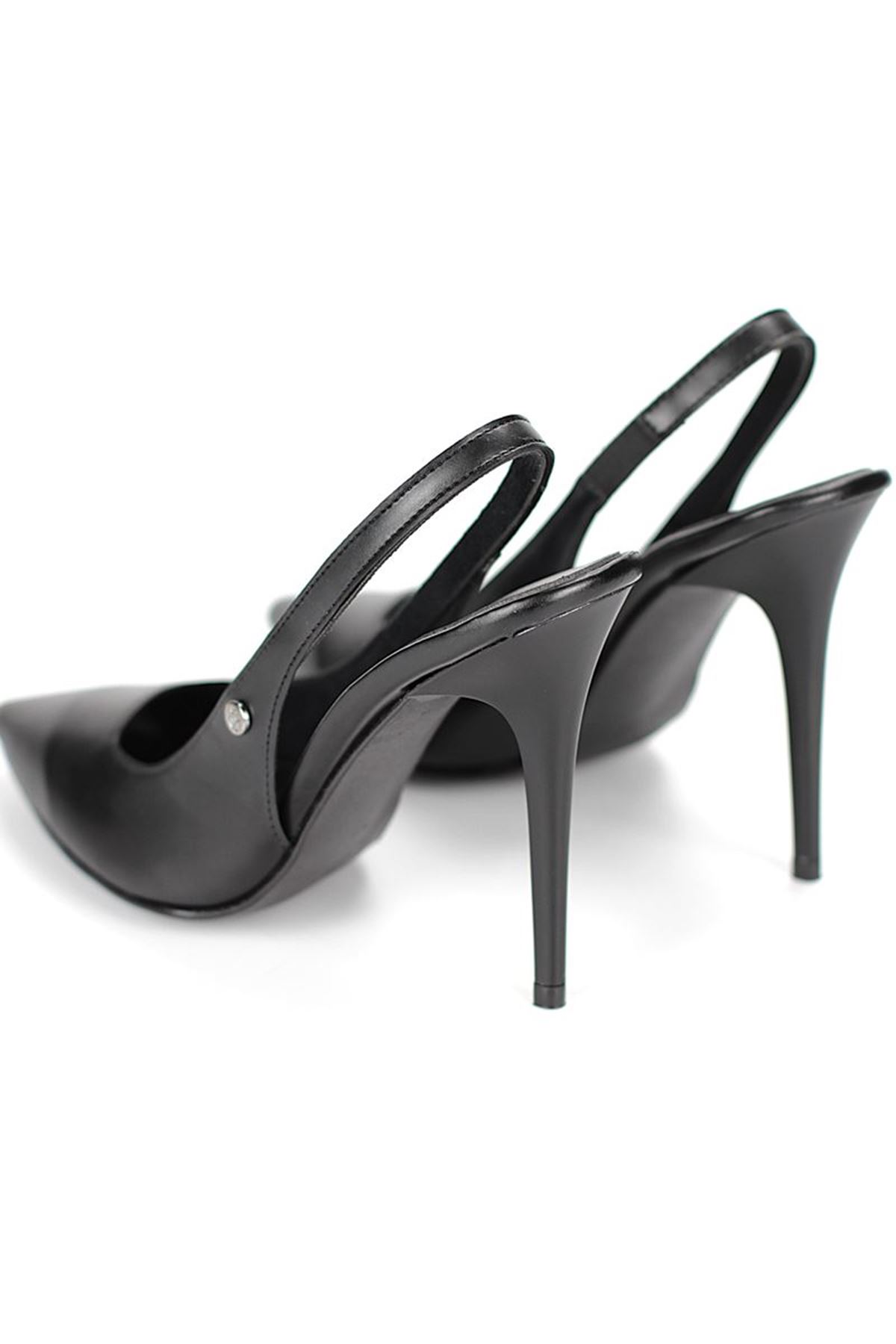Fiore Ayakkabı Zerina Siyah Cilt Esnek Yumuşak Kaymaz Taban İnce Topuklu (11cm) Kadın Stiletto