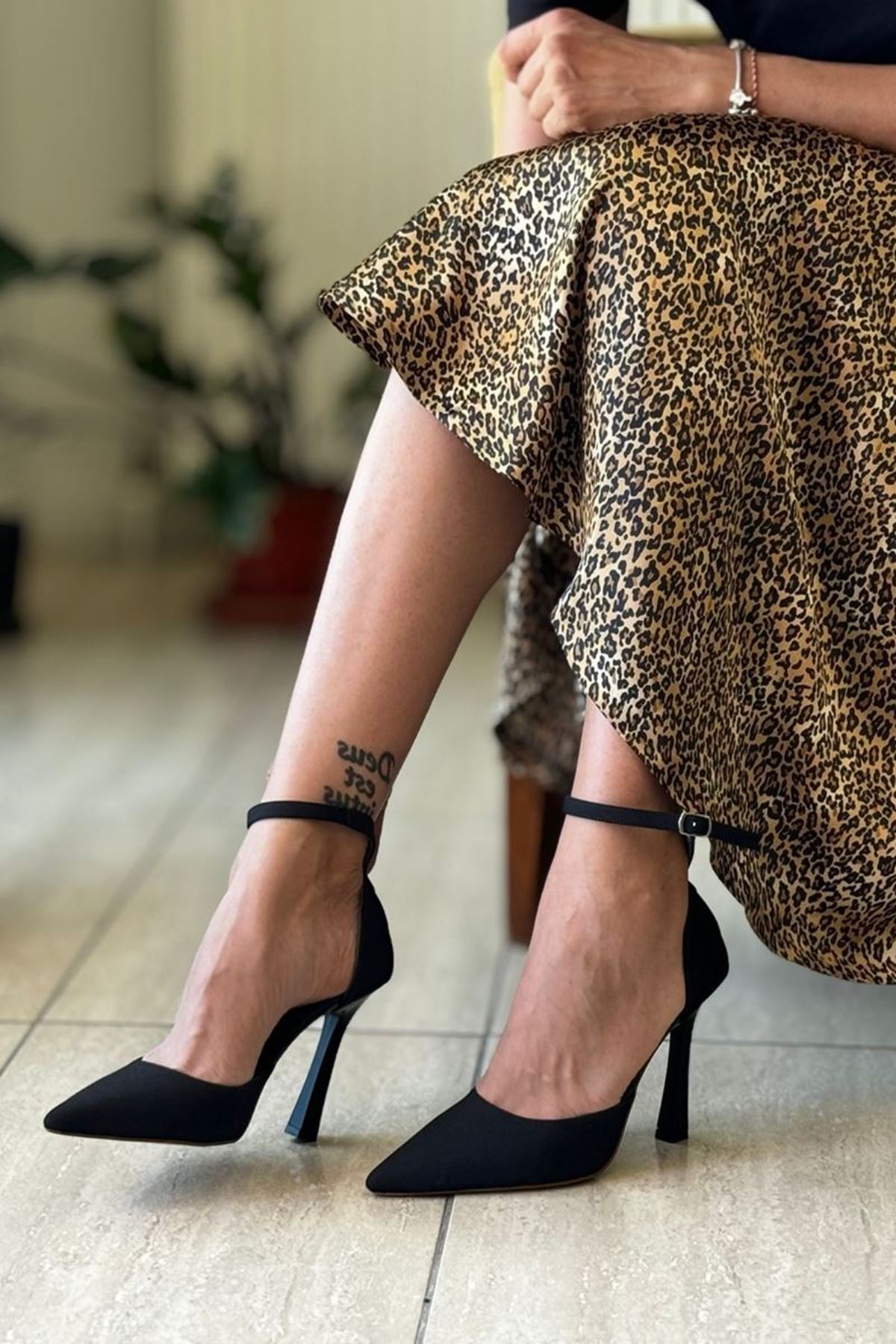 Fiore Ayakkabı Laura Siyah Süet Yüksek Topuklu (10 cm) Klasik Topuklu Ayakkabı