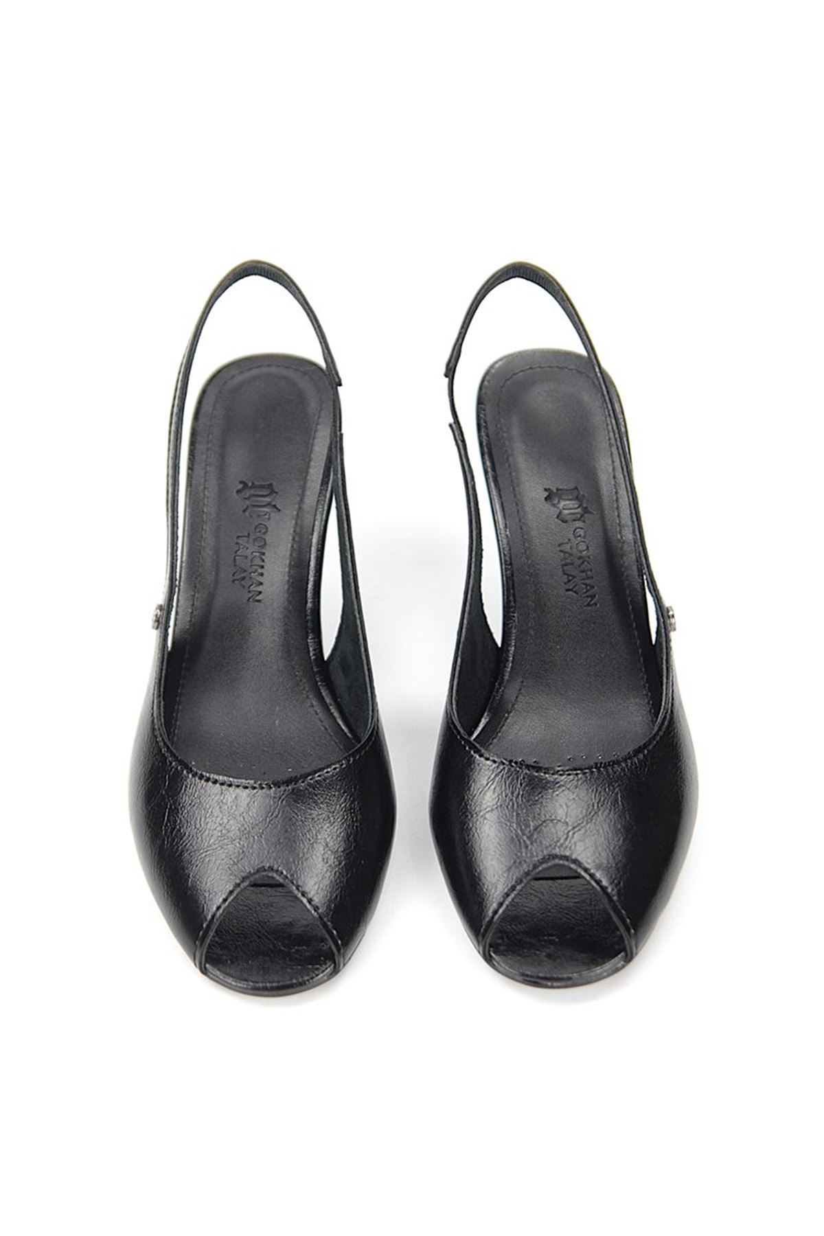 Fiore Ayakkabı Calvera Peep Toe Fındık Burun (4/6 cm) Siyah Rugan Kadın Topuklu Ayakkabı