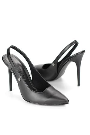 Gökhan Talay Zerina Siyah Cilt Esnek Yumuşak Kaymaz Taban İnce Topuklu (11cm) Kadın Stiletto