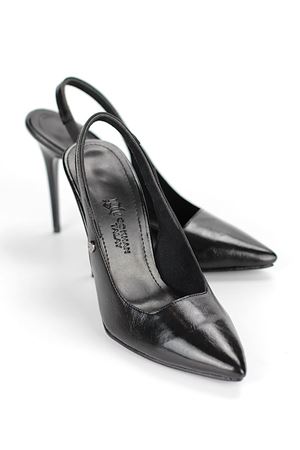 Gökhan Talay Zerina Siyah Rugan Rugan Esnek Yumuşak Kaymaz Taban İnce Topuklu (11cm) Kadın Stiletto