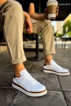 MN979 - Santoni GBT Spor Erkek Ayakkabı BEYAZ/TABA