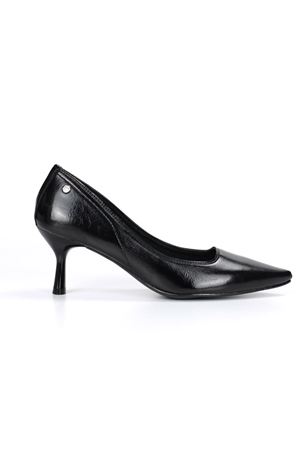 Fiore Ayakkabı Zelia Esnek Yumuşak Kaymaz Taban (4 cm) Siyah Rugan Kadın Topuklu Ayakkabı