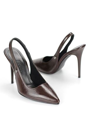 Fiore Ayakkabı Zerina Kahverengi Rugan Esnek Yumuşak Kaymaz Taban İnce Topuklu (11cm) Kadın Stiletto