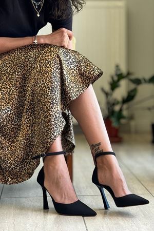 Fiore Ayakkabı Laura Siyah Süet Yüksek Topuklu (10 cm) Klasik Topuklu Ayakkabı