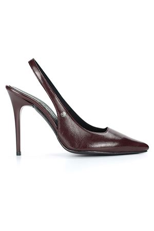 Zerina Bordo Rugan Esnek Yumuşak Kaymaz Taban İnce Topuklu (11cm) Kadın Stiletto