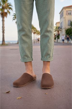 JY0556 Ravn Bağcıksız Hakiki Süet Deri Erkek Günlük Mantar Taban Loafer Klasik Ayakkabı HDMT - Kahve