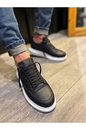 JY914 Drake Bağcıklı Cilt Erkek Günlük Sneaker Ayakkabı CBT Siyah