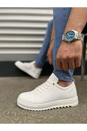 JY152 Cool Bağcıklı Cilt Erkek Günlük Spor Klasik Ayakkabı CBT - Beyaz