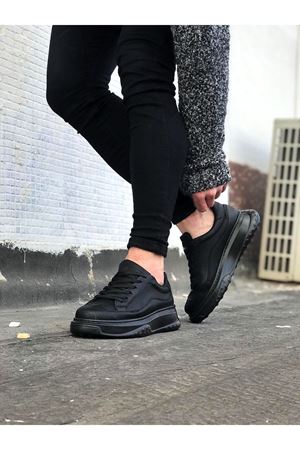 JY507 Alone Bağcıklı Cilt Erkek Günlük Sneaker Ayakkabı CST Siyah