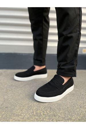 JY180 Estilo X Bağcıksız Süet Erkek Günlük Spor Klasik Ayakkabı SBT - Siyah