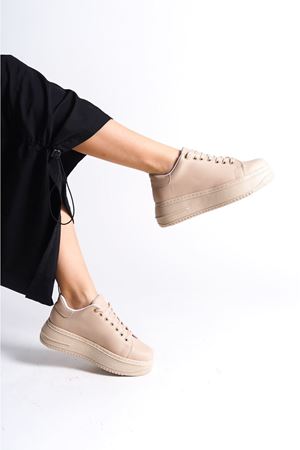 BIANA Bağcıklı Ortopedik Taban Kadın Sneaker Spor Ayakkabı CTT - Ten
