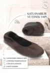 Uliana Kadın Köşeli Burun Esnek Taban Katlanabilir Kahverengi Süet Babet Ayakkabı