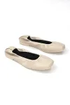 Uliana Kadın Köşeli Burun Esnek Taban Katlanabilir Bej Babet Ayakkabı