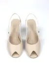 Calvera Peep Toe Bej Fındık Burun Kadın (4/6 cm) Topuklu Ayakkabı