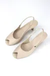 Calvera Peep Toe Bej Fındık Burun Kadın (4/6 cm) Topuklu Ayakkabı