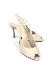 Nivra Peep Toe Bej Fındık Burun Zarif İnce Topuklu (8 cm) Kadın Ayakkabı