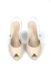 Nivra Peep Toe Bej Fındık Burun Zarif İnce Topuklu (8 cm) Kadın Ayakkabı