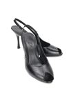 Nivra Peep Toe Fındık Burun (8 cm) Siyah Rugan Kadın Topuklu Ayakkabı