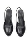 Nivra Peep Toe Fındık Burun (8 cm) Siyah Rugan Kadın Topuklu Ayakkabı