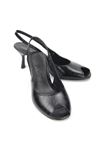 Calvera Peep Toe Fındık Burun (4/6 cm) Siyah Rugan Kadın Topuklu Ayakkabı