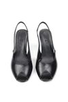Calvera Peep Toe Fındık Burun (4/6 cm) Siyah Rugan Kadın Topuklu Ayakkabı