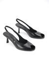 Calvera Peep Toe Fındık Burun (4/6 cm) Siyah Rugan Kadın Topuklu Ayakkabı