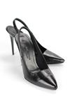 Zerina Siyah Rugan Rugan Esnek Yumuşak Kaymaz Taban İnce Topuklu (11cm) Kadın Stiletto