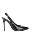 Zerina Siyah Rugan Rugan Esnek Yumuşak Kaymaz Taban İnce Topuklu (11cm) Kadın Stiletto