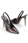 Zerina Kahverengi Rugan Esnek Yumuşak Kaymaz Taban İnce Topuklu (11cm) Kadın Stiletto