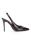 Zerina Kahverengi Rugan Esnek Yumuşak Kaymaz Taban İnce Topuklu (11cm) Kadın Stiletto