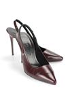 Zerina Bordo Rugan Esnek Yumuşak Kaymaz Taban İnce Topuklu (11cm) Kadın Stiletto