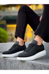 JY814 Axel Bağcıklı Cilt Erkek Günlük Sneaker Ayakkabı CBT Siyah