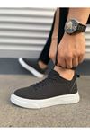 JY204 Flex Bağcıklı Keten Kumaş Erkek Günlük Sneaker Ayakkabı KBT - Siyah