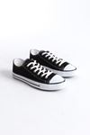 JY0422 Luke Bağcıklı Keten Kumaş Erkek Günlük Sneaker Ayakkabı KBT - Siyah